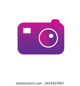 purple camera photo icon, vector illustraction design