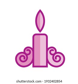violette Kerze, Vektorsymbol einzeln auf Weiß