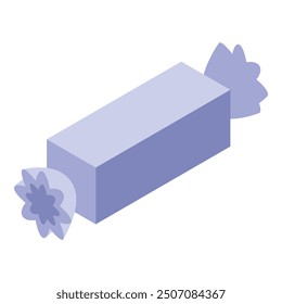 Purple candy bar wrapped in foil with a bow on each end
