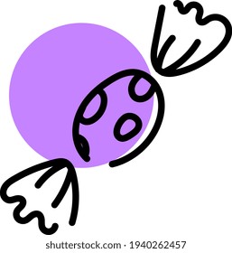 Doce roxo com círculos, ilustração, vetor em um fundo branco