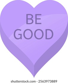 Purple candy heart showing be good message on a white background, perfect for Valentine s Day or any occasion where kindness and good behavior are encouraged