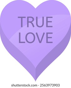 Purple candy heart with the words TRUE LOVE written on it, representing affection and romance, perfect for Valentine s Day celebrations and expressions of love