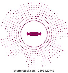 violettes Süßigkeitssymbol einzeln auf weißem Hintergrund. Abstrakte Kreis Zufallspunkte. Vektorgrafik