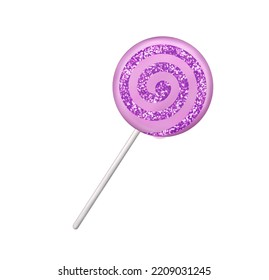 Purple Candy Lollipop with Glitter Swirling