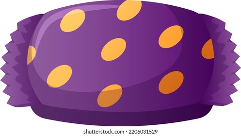 Caramelos morados con un punto de polka empaquetado para halloween aislados