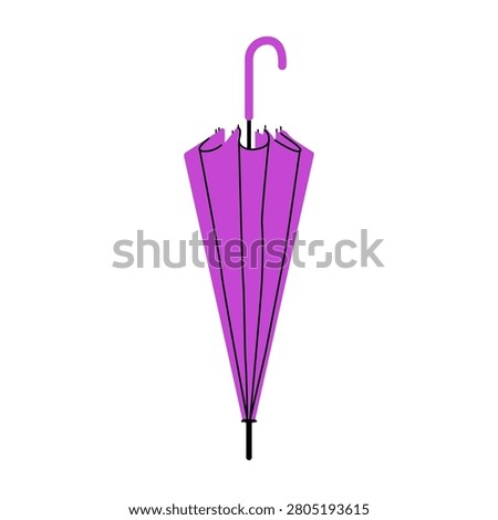 Purple cane umbrella closed for rainy weather commercial graphic print projects on white background