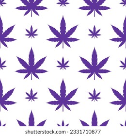 Cannabis morado deja un patrón sin foco en el fondo blanco 