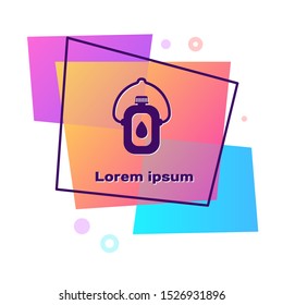 Purple Canteen water bottle icon isolated on white background. Tourist flask icon. Jar of water use in the campaign. Color rectangle button. Vector Illustration