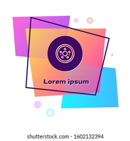 Purple Car brake disk icon isolated on white background. Color rectangle button. Vector Illustration