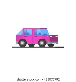 Purple Car Vector Design Simple Graphic Illustration On White Background