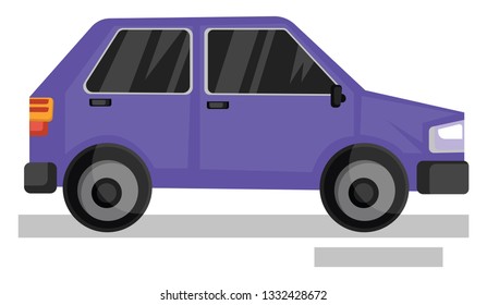 Ilustración del vector del coche púrpura sobre fondo blanco.