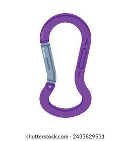 Purple Carabiner or Karabiner as Clip and Shackle Vector Illustration