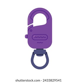 Purple Carabiner or Karabiner as Clip and Shackle Vector Illustration