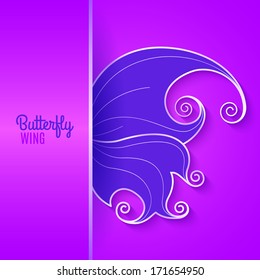 Purple Card with abstract butterfly wing. Vector illustration