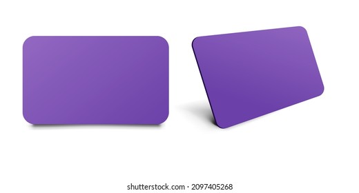 Purple card, design business card template with blank image field, card with space for text, isolated on white background. Vector illustration