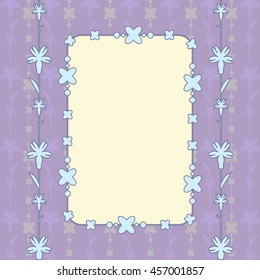 purple card with floral ornament and beads