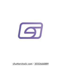 Purple Card Paper Fold, Credit Card Cash Money Payment Logo Design Vector