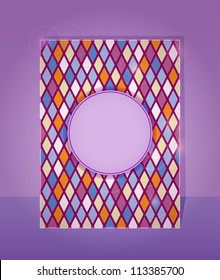 Purple Card in Rhombus Pattern. Vector Flyer Invitation Template. Background Design