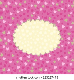Purple Card with Yellow Label for Text for St Valentine's Day