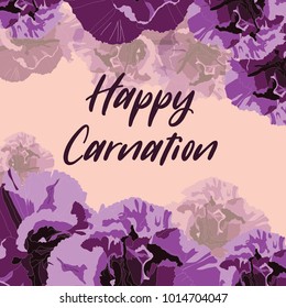 purple carnation frame . Flora background