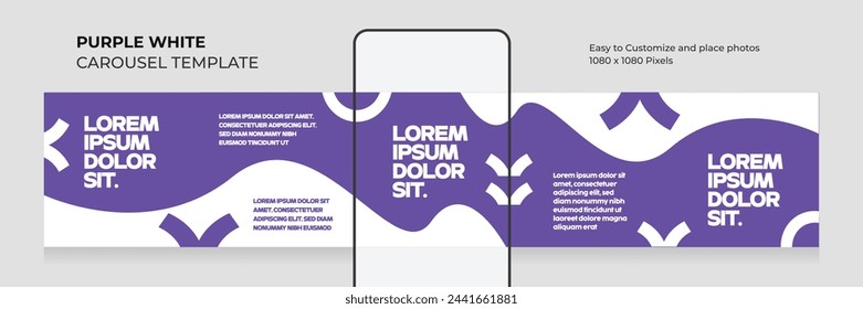 Purple carousel template. Social media carousel,carousel design template. Modern Gradient Background. EPS vector illustration.