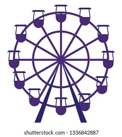 Ilustración vectorial de carrusel púrpura sobre fondo blanco.