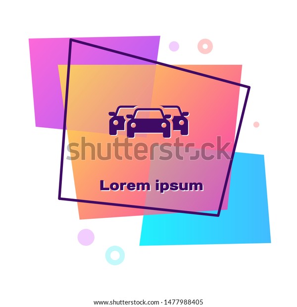 Purple Cars icon isolated on white
background. Color rectangle button. Vector
Illustration