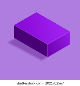 Violette Faltschachtel für die Entnahme verschlossen. Kartonschachtel mit Mockset.