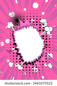Purple Cartoon Abstract Background, comic book speech bubble backdrop. Retro vector comics pop art design illustration.