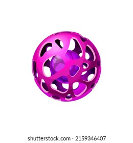 Purple cartoon alien fiction world, magma planet of round shape, empty inside. Planet of fire, outer space globe, atmosphere habitable planet. Sphere, ui game element, user interface design object