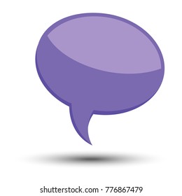 Purple cartoon comic balloon speech bubble without phrases and with shadow. Vector illustration.