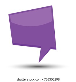 Purple cartoon comic balloon speech bubble without phrases and with shadow. Vector illustration.