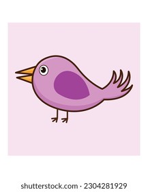 Una caricatura púrpura adorable arte vector de pájaros 