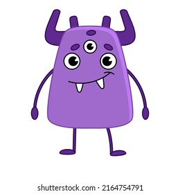 Purple Cartoon Cute Monster Alien Horns Stock Vector (Royalty Free ...