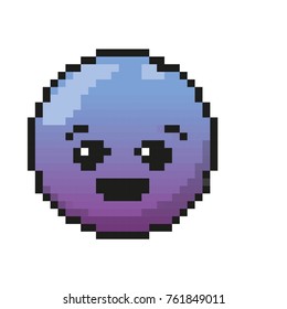 Purple cartoon face emoticon caricature and character theme Isolated design Vector illustration