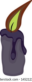 Purple cartoon nice bright wax candle with a flame