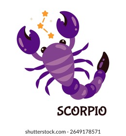 Purple Cartoon Scorpio Illustration With Stars