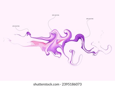 Nubes de humo moradas de dibujos animados. Flujos de humo cómico, polvo, esmog y siluetas humeantes de humos aisladas de ilustraciones vectoriales. Resumen Fondo de onda giratoria púrpura y rosa