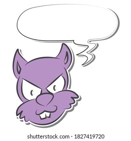 Purple cartoon staring cat with speech bubble sticker
