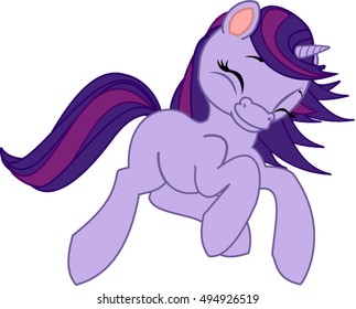 Purple cartoon unicorn.