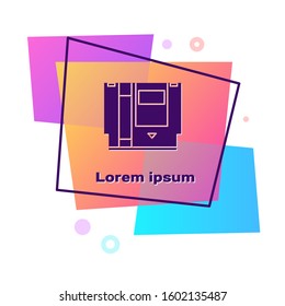 Purple Cartridge for retro game console icon isolated on white background. TV Game cartridge. Color rectangle button. Vector Illustration