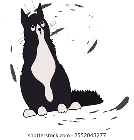 Purple cat sitting on a white background.Isolated