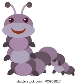 Purple caterpillar with happy face illustration