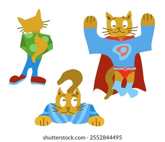 purple cats simple characters collection. stock vector image