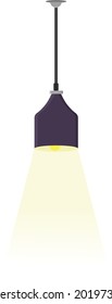 violette Deckenleuchte, Illustration, Vektorgrafik auf weißem Hintergrund.