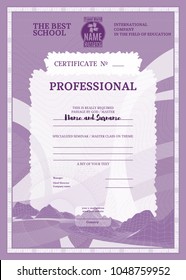 purple certificate for education vector illustration