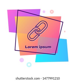Purple Chain link icon isolated on white background. Link single. Color rectangle button. Vector Illustration