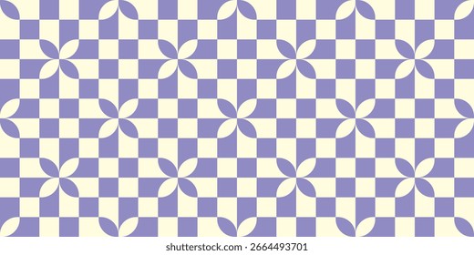 Purple checker and floral pattern, Vector illustration.
