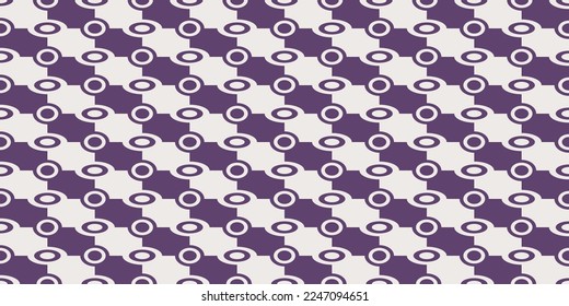 Purple checkerboard pattern with circles on the lines. For prints and seamless surfaces of textiles, packaging, wallpapers.