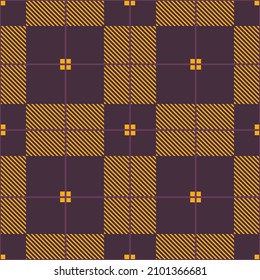 Purple checkered plaid seamless pattern. Geometric shape fabric design. Vector.

